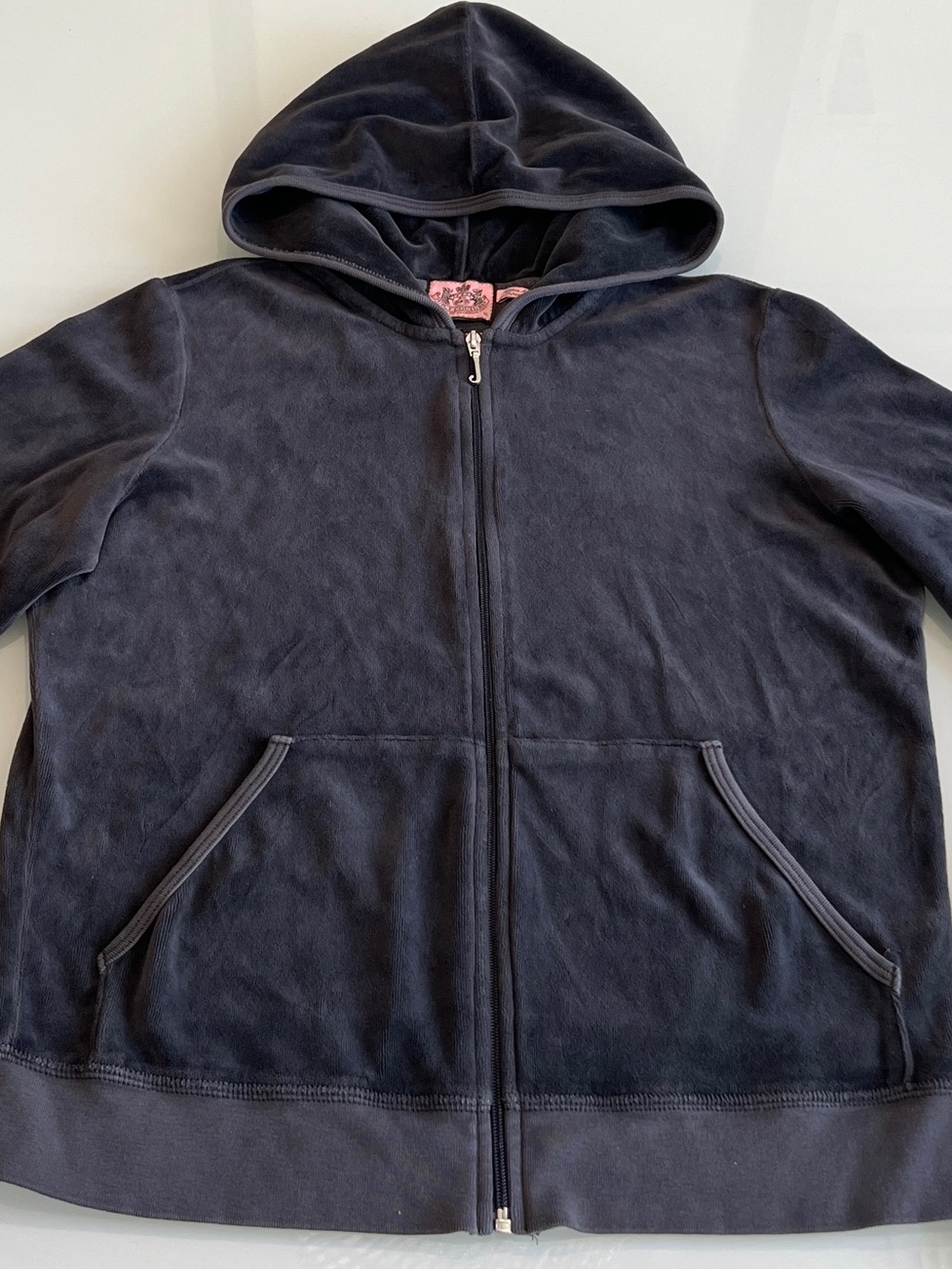 Vintage Juicy Couture Women’s Sz XL Velvet Zip-Up Hoodie Velour Made in USA - Picture 3 of 9